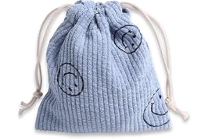 GARDSELL Cute Corduroy Smile Change Coin Purse Small Zipper Pouch Bag Wallet by Coin Purses Pouches Coin Holder Key Pouch Coin Purse for Women (Blue-Coin Purse)
