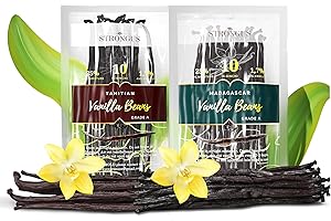 STRONGUS Premium Grade A Vanilla Beans – Vacuum Sealed – Tahitian & Madagascar Vanilla Pods – Rich, Creamy Flavor & Aroma – Perfect for Baking, Homemade Extract, Paste, Brewing, Coffee, Cooking