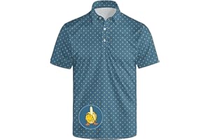 HUURAY Funny Golf Polos for Men Funny Print Short Sleeve Golf Shirts Quick-Dry Polo Shirts Short Sleeve Hawaiian Polo Shirts