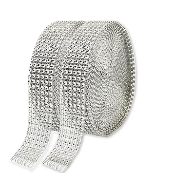 KAKOO 2er 6 Reihen 10 Yard Strassband Glitzband Acrylic Rhinestone Diamant Band Dekoband für Hochzeit Geburtstag Torte Gastge