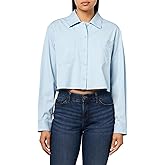 HUGO Women's Heart Logo Cropped Button Down Shirt