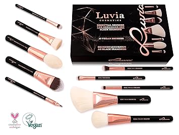 Luvia Makeup Pinsel Set - 10 Make Up Kosmetikpinsel Inkl. Schminktasche Für Schminkpinsel & Kosmetik - Black Diamond Brush Se