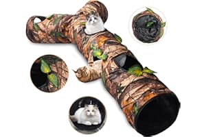 GRETMIX Cat Tunnels for Indoor Cats Large, 3 Way Cat Tunnel with 4 Holes and Leaves, Cat Tunnel Toy with Loud Paper - Pop Up 