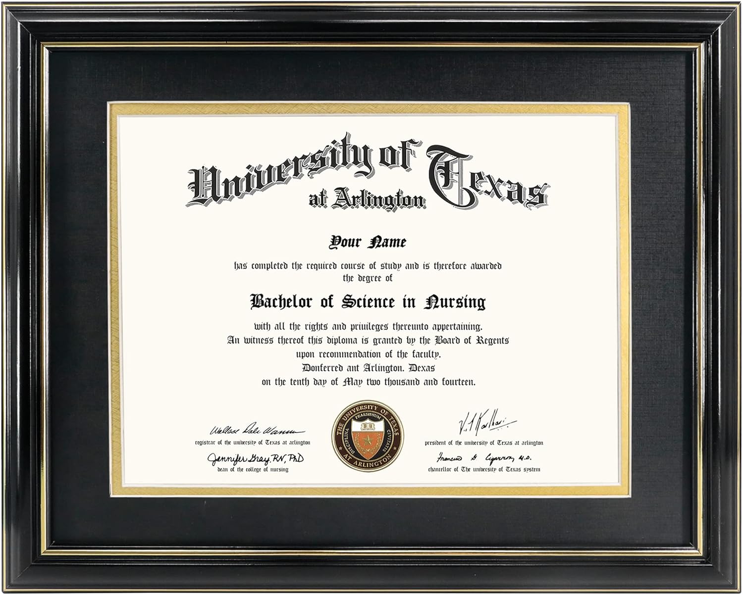 Photo Albums, Frames & Accessories - GraduationMall 8.5x11 Diploma Frame with Black Over Gold Mat or Display 11x14 Certificate Without Mat,Solid Wood & UV Protection Acrylic,Glossy Black Finish with Gold Trim
