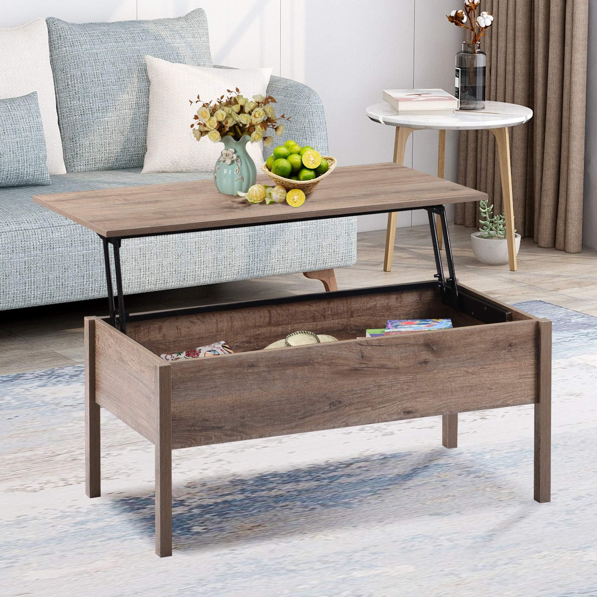 YFZYT Lift Top Coffee Table Adjustable Lift-top Tables with Hidden Storage Compartment for Living Home Bed Room Wood Table Desk (Espresso)