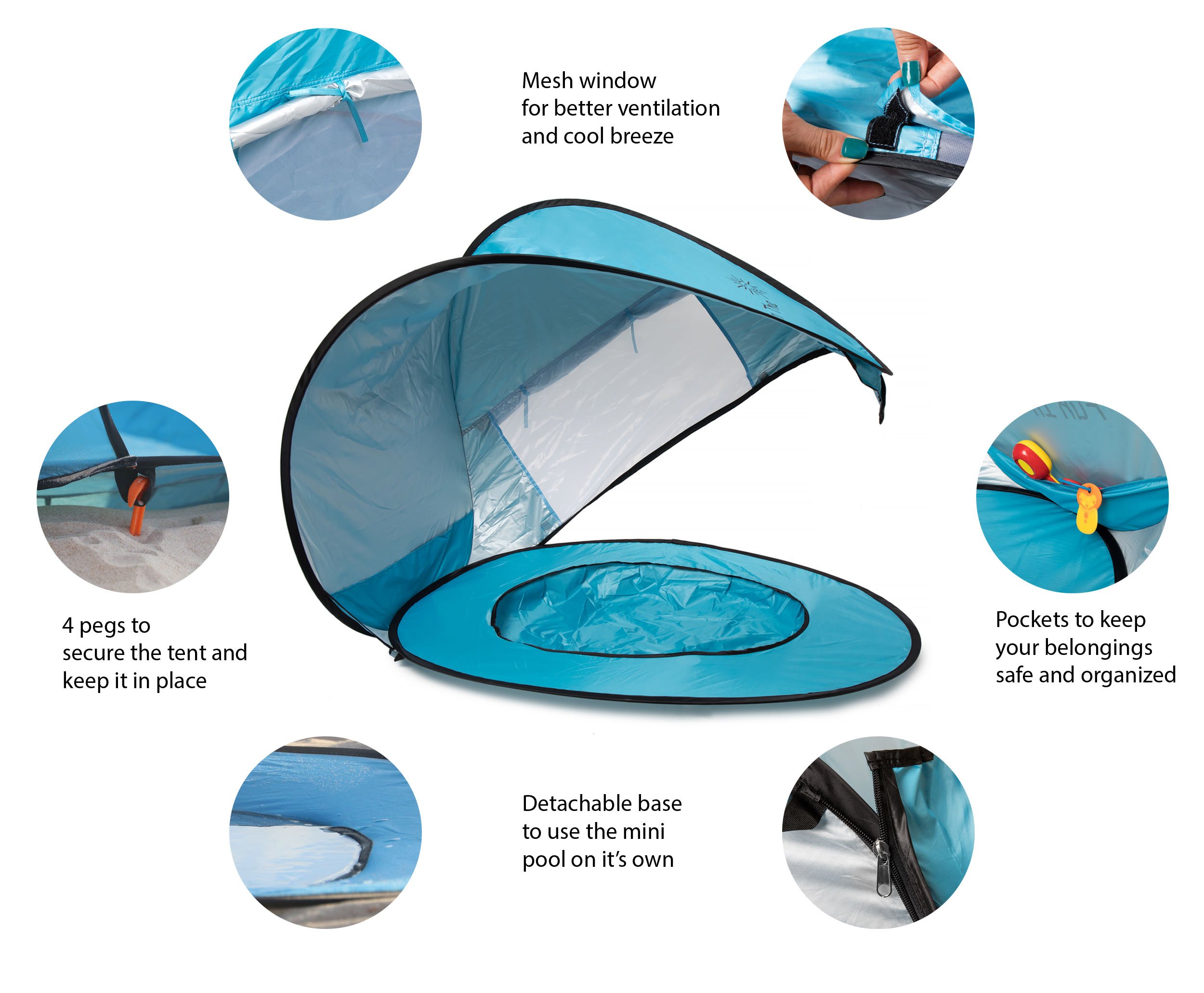 Pop Up Tent by Fun In The Sun Portable Baby Beach Tent with Shaded