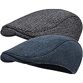 STARANCE 2 Pack Newsboy Hats for Men Wool Blend Ivy Driving Flat Cap