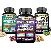 Parrox Advanced Wellness Trio - Sea Moss, Black Seed Oil, Ashwagandha, Burdock Root, Resveratrol, NAD+, Quercetin, Berberine, Grape Seed Extract, Panax Ginseng, Ginkgo Biloba, Rhodiola Rosea, Turmeric