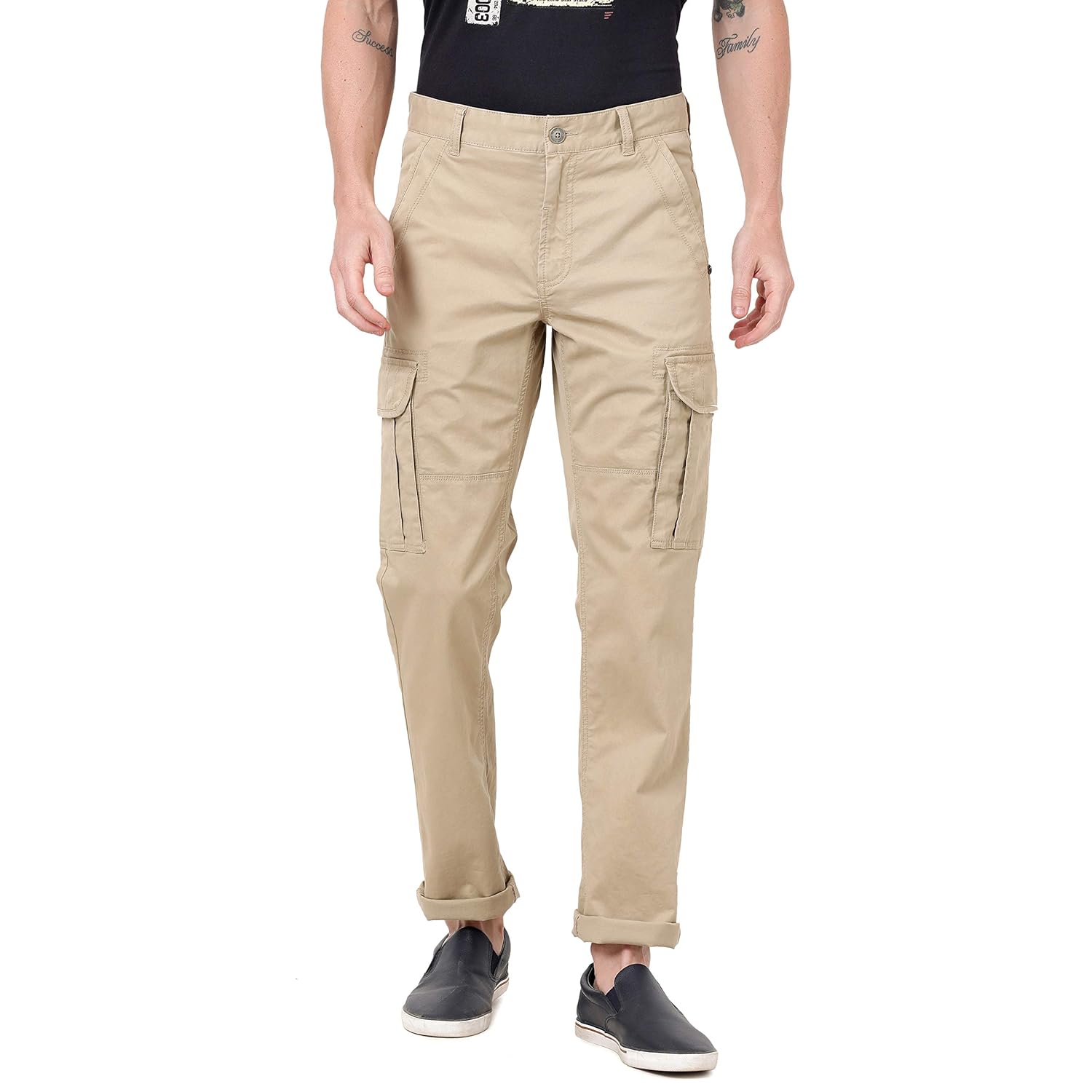 Buy t-base Men's Beige Solid Cargo Pants - Cargo Pant for Men at Amazon.in