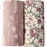 Little Jump 2 Pack Western Wild Flowers Muslin Swaddle Blankets for Baby Girls, Receiving Blanket Large 47 x 47 inches, Soft Breathable Muslin Baby Blanket for Newborn(Vintage Floral)