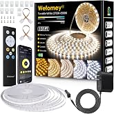 131ft White LED Strip Lights Dimmable 2700K-6500K Tunable White DC 24V | LED Rope Lights with Remote &amp; App Controlled LED Lights Strip for Bedroom, Kitchen, Living Room, UL Listed Adapter Included