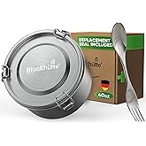 Blockhütte Metal Lunch Container 40oz with Spork, Bento Box Adult Metal BPA Free, Stainless Lunch Box for Work Dishwasher Safe, Stainless Steel Food Storage Containers Leakproof