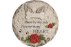 BECHIVIE Bechive Pet Memorial Stone for Loss Dog or Cat, Dog Passing Away Bereavement Sympathy Gifts, Pet Grave Markers with Paw Prints Funerary Headstones Outdoor Garden