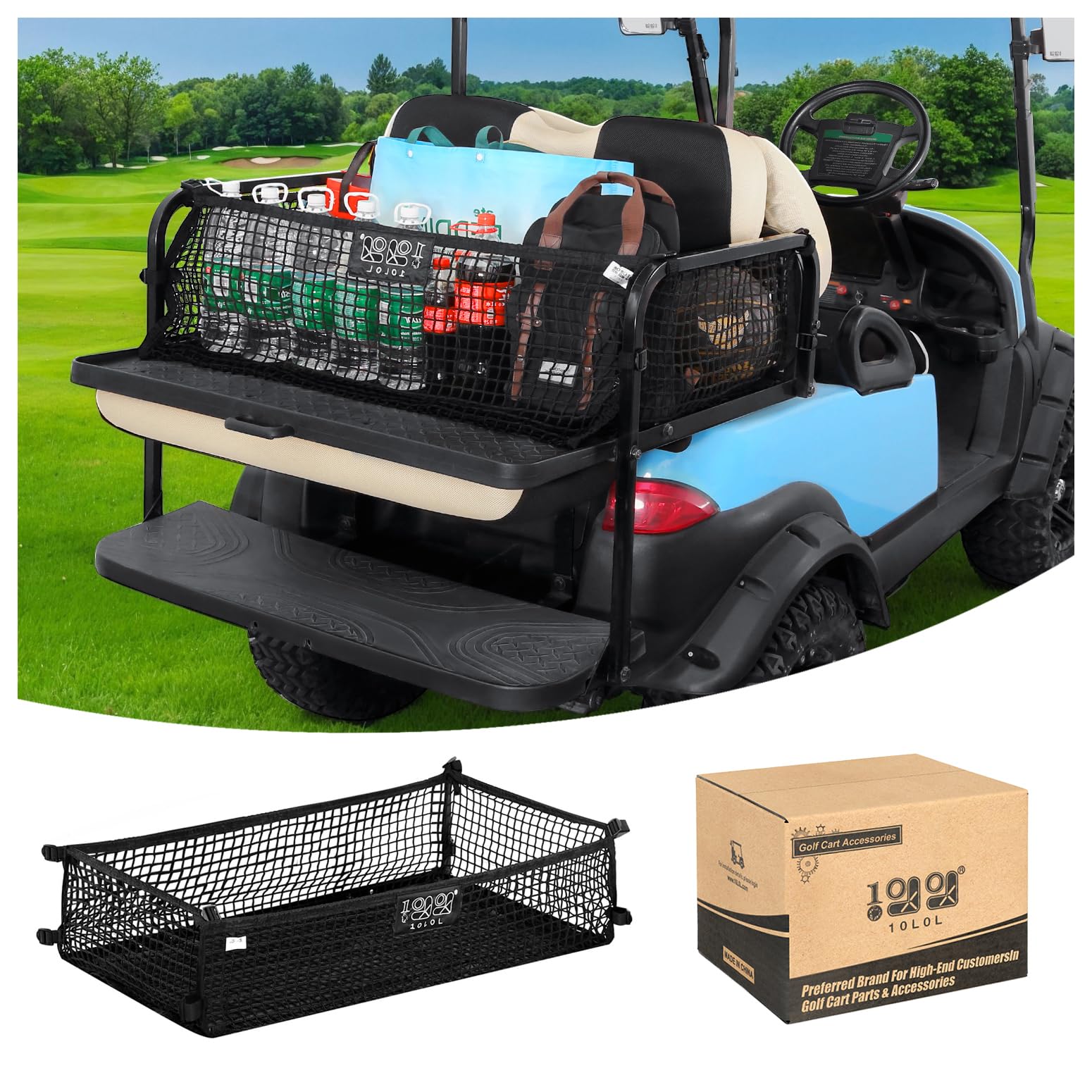 Photo 1 of 10L0L 4 Passenger Golf Cart Cargo Net for Yamaha G29, EZGO TXT/RXV, Club Car DS/Precedent - Durable Storage Net with Strong Buckle, Elastic Mesh Organizer for Golf Cart Accessories