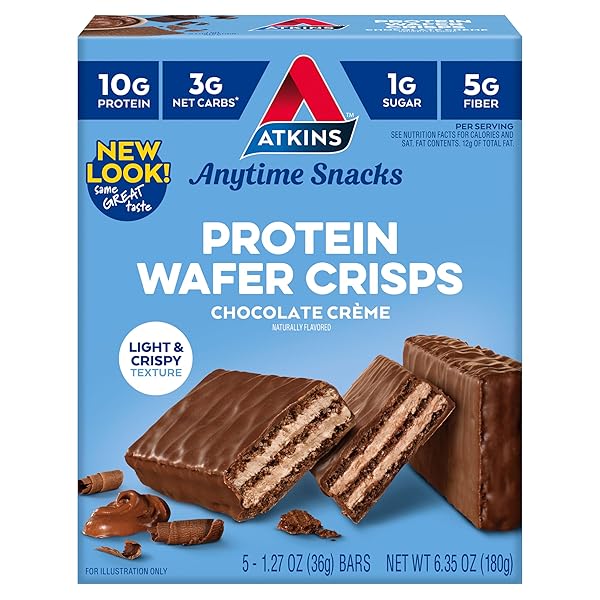 ATKINS CHOCOLATE CRÈME PROTEIN WAFER CRISPS, PROTEIN DESSERT,...