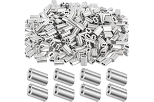 Yaocom 200 Pcs 3/32" Aluminum Crimping Loop Sleeve Cable Crimp Ferrules Wire Rope Sleeves for Diameter Wire Rope and Cable Line Ends