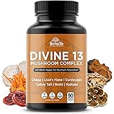 HerbaMe Mushroom Extract Complex with Black Pepper, Lion's Mane, Cordyceps, Turkey Tail, Chaga, Shiitake, Maitake, Nootropic Brain Supplements for Memory and Focus, Immune System Support, 90 Capsules