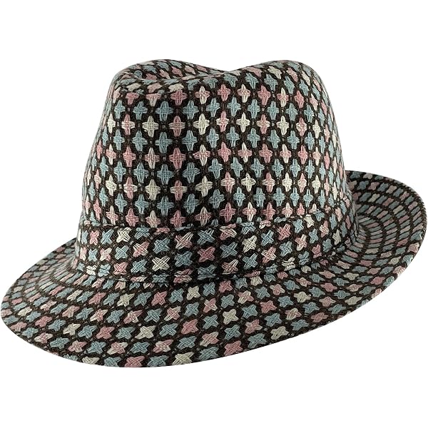 Unisex Classic Houndstooth Fedora Hat, Black & White at  display picture 1