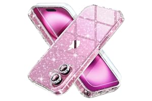 Choiche Compatible for iPhone 16 Plus Case Women Phone Case, Cute Bling Sparkly, Military Grade Drop Protection, 2 Diamond Camera Lens Covers, 2 Tempered Glass Protectors, 6.7 inch (Glitter Clear)