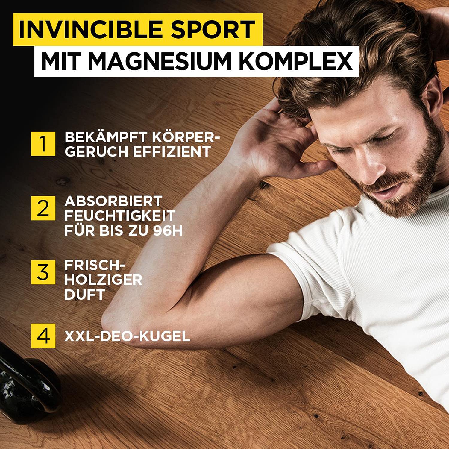 L'Oréal Men Expert Kompaktes Deo für Männer, Langanhaltender Deoroller gegen Schweiß mit 96 Stunden Wirkung, Invincible Sport, 6 x 50 ml 2