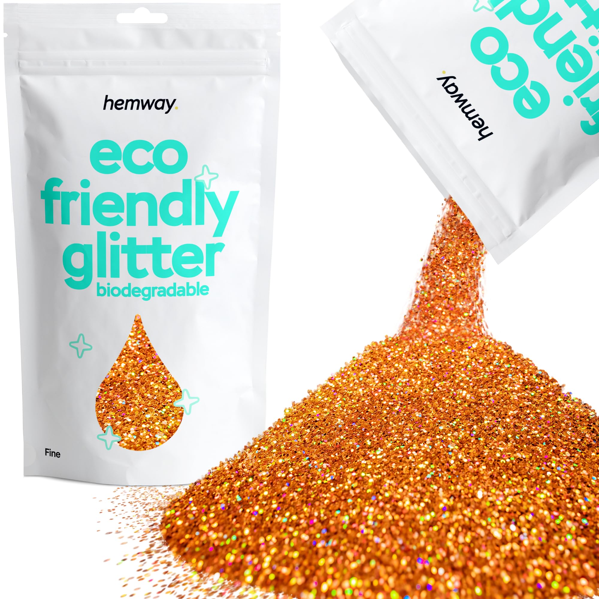 Eco Friendly Biodegradable Glitter | Copper Holographic - Fine 100g, Plant Based, Biodegradable Glitter for Craft, Face, Hair, Nail, Body and Festival - Hemway