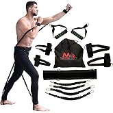 Boxing Resistance Bands for MMA Martial Arts Resistance Training at Home for Punches/Kicks, 150lbs Exercise Bands Full Body Fitness Workout to Enhance Explosive Power/Speed/Agility