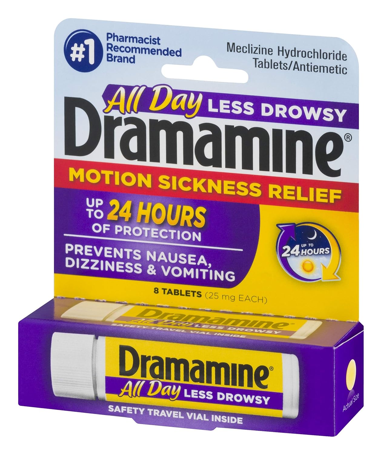 Dramamine All Day Less Drowsy Motion Sickness Relief | 8 Count: Prime Pantry