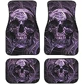 GEMEICHI Purple Skull Car Floor Mats Custom Gothic Skull Skeleton Horror Skull Art Abstract Design Floor Mats for Cars Universal Vehicle Front Rear Rugs Auto Car Accessories Decor for Truck