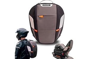 KRONOX Motorcycle Tail Bag – 25L Expandable Helmet Storage, Rear Seat Bag with Backpack Straps, Waterproof Cover, Universal Fit for Travel & Adventure