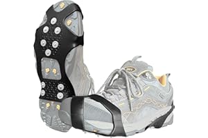 RILOL ice Spikes for Shoes - Walk Traction Ice Cleat Spikes Crampons with 10 Upgraded Firm Nail Spikes - Stretchable Snow Grips for Secure Footwear Traction During Winter Activities