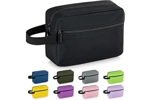 Elviros Travel Toiletry Bag for Women and Men,Lightweight Makeup Bag Hanging Dopp Kit with Shaving Compartment Cosmetic Organizer Small Tool Bag Travel Essentials,Gifts for Men(Black)