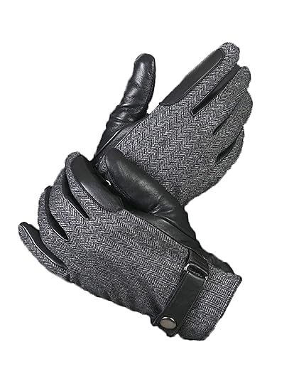 YISEVEN Herren Touchscreen Lammfell Lederhandschuhe Slim