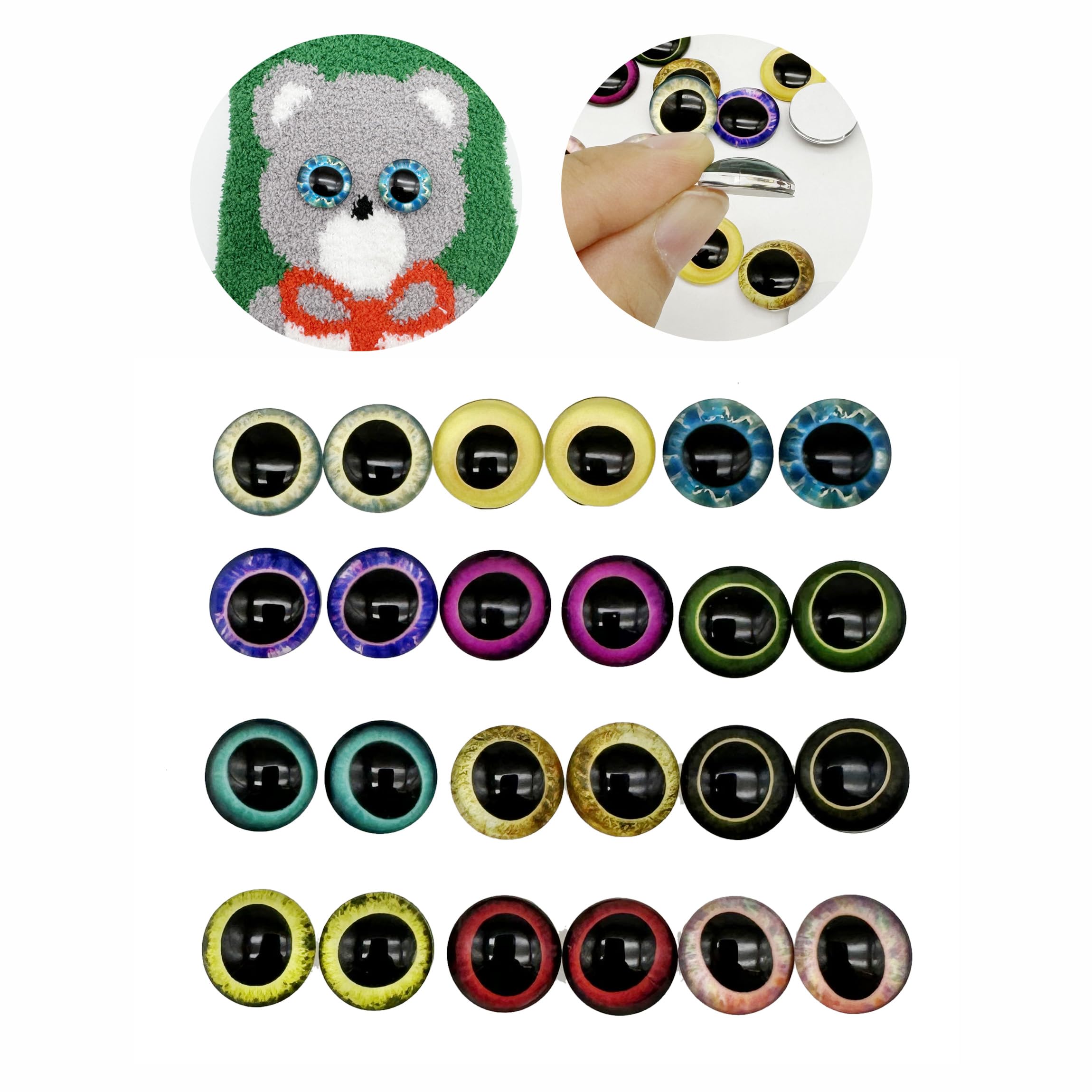 20 Pairs 18mm Owl Bird Glass Eyes for Art Dolls Sculptures Props Masks Fursuits Jewelry Making Taxidermy Flatback