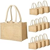 Segarty Burlap Tote Bags with Handles, 12 Pack Small Natural Jute Reusable Gift Favors Blank Bag Bulk for Bridesmaid Wedding, Women Market Grocery Shopping, Bachelorette Party, Beach Trip, DIY