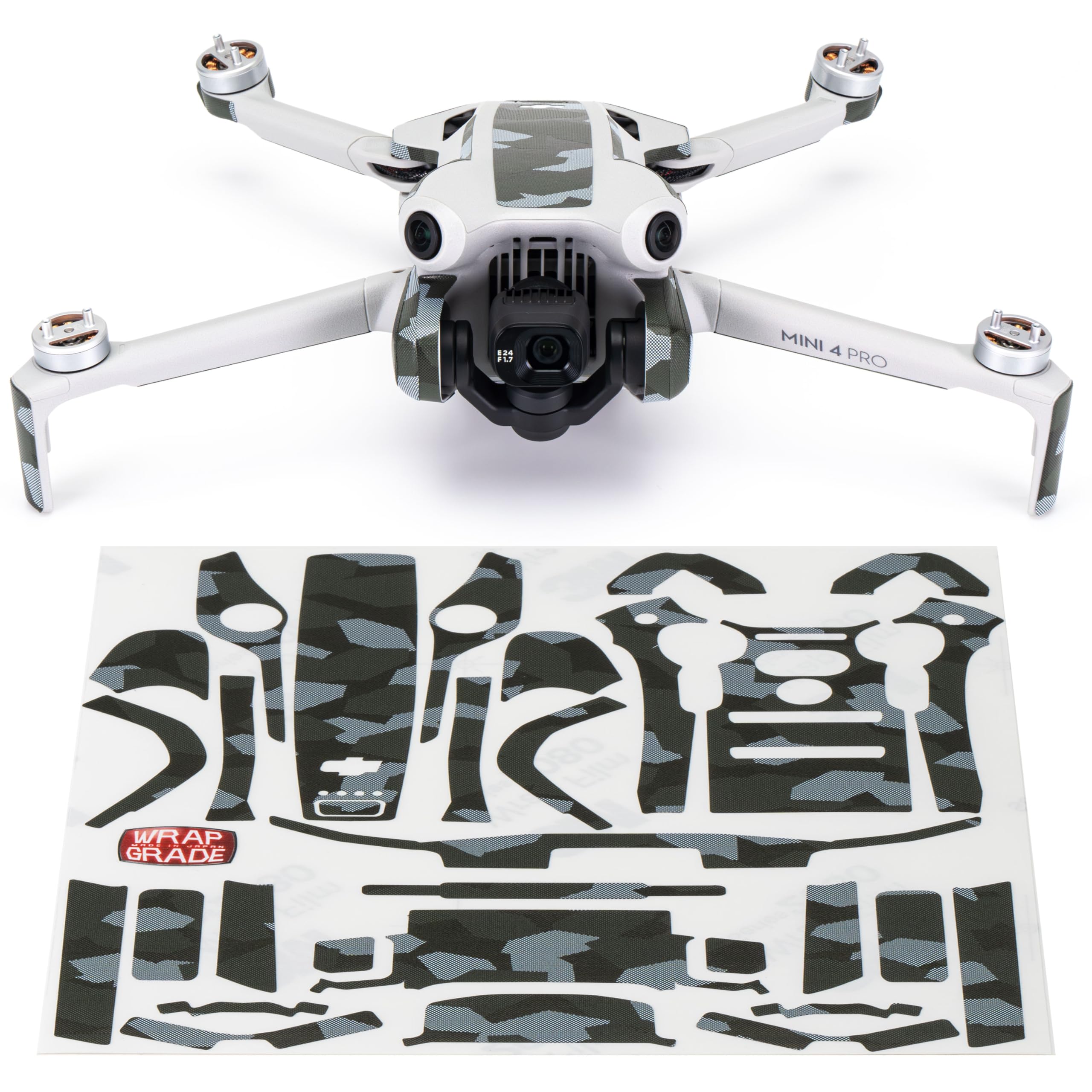 WRAPGRADE Skin Stickers Compatible with DJI Mini 4 Pro | Accent Color (Army Green Dot Camo)