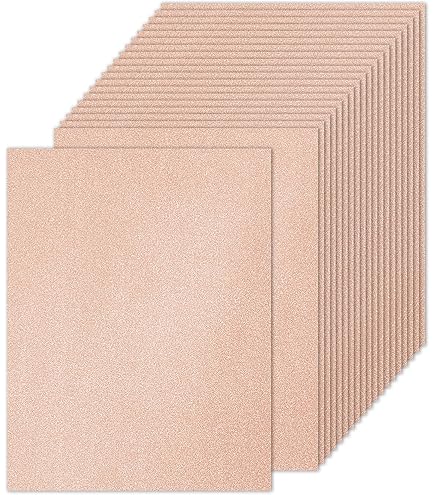 Rose Gold Glitter Cardstock - 20 Pack - 8.5 X 11 Inches - Premium Non