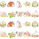 COGCHARGER 20 Pcs 10 Style Metal Animal Flower Charms for Jewelry Making Bulk Cute Assorted Enamel Charms Pendants for Keychain Earrings Necklaces Bracelets DIY Supplies