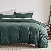 Bedsure Duvet Cover Queen Size - Soft Double Brushed Bedding Set for Kids & Adults, Zipper Closure, 3 Pieces, Includes 1 Duvet Cover (90"x90") & 2 Pillow Shams, NO Comforter, Forest Green