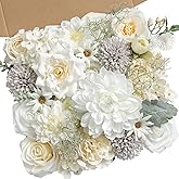 Koroni Flowers White Artificial Flowers Combo Box Set Fake Flowers Bulk Flower Leaf with Stems for DIY Wedding Bouquets Centerpieces Baby Shower Party Home Decorations