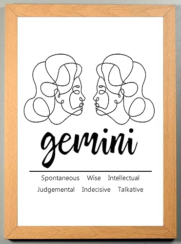 Gemini Zodiac Star Sign Birthday Astrology Poster Sold In A Light Wood Frame Amazon Co Uk Handmade