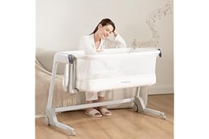 Maydolly Baby Bassinet, Smart Crib, Automatic Cry Detection and Response, Rocking Bassinet for Baby, 7 Height Adjustable with Mattress for Newborns (White)