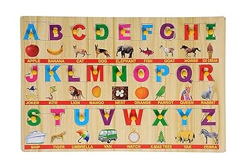 Arfa- Aaina Alphabatic Wooden Educational Colorful Puzzle (30x30 cm) Pack of one Piece Color Assorted