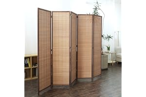 Furnnylane 5 Panel Room Divider and Folding Screen Room Divider,Bamboo Room Divider Screen for Room Separation,67" H x 76.75" W