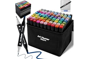 Lot de 80 marqueurs à alcool à double pointe pour adultes, enfants, artistes – Marqueurs mélangables de qualité professionnel