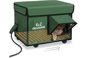 stohot Premium Heated Cat House for Outside Cats, 100% Weatherproof & Windproof Escape Door, Elevated Base, Winter Insulated Feral Stray Outdoor Cat Shelter with Heater