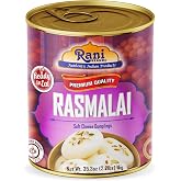 Rani Rasmalai (Soft Cheese Dumplings) 35.3oz (2.2lbs) 1kg, Approximately 14 pieces, Easy Open Lid ~ Ready to eat | Gluten Free | Non-GMO | Kosher | Indian Origin