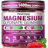 5 IN 1 Magnesium Glycinate Gummies,1400mg Magnesium Complex with Glycinate, L-Threonate, Vitamin B6, CoQ10 & Black Pepper, Organic, Non-GMO, Third-Party Tested, Gut-Friendly & Easy-to-Chew 120 Gummies