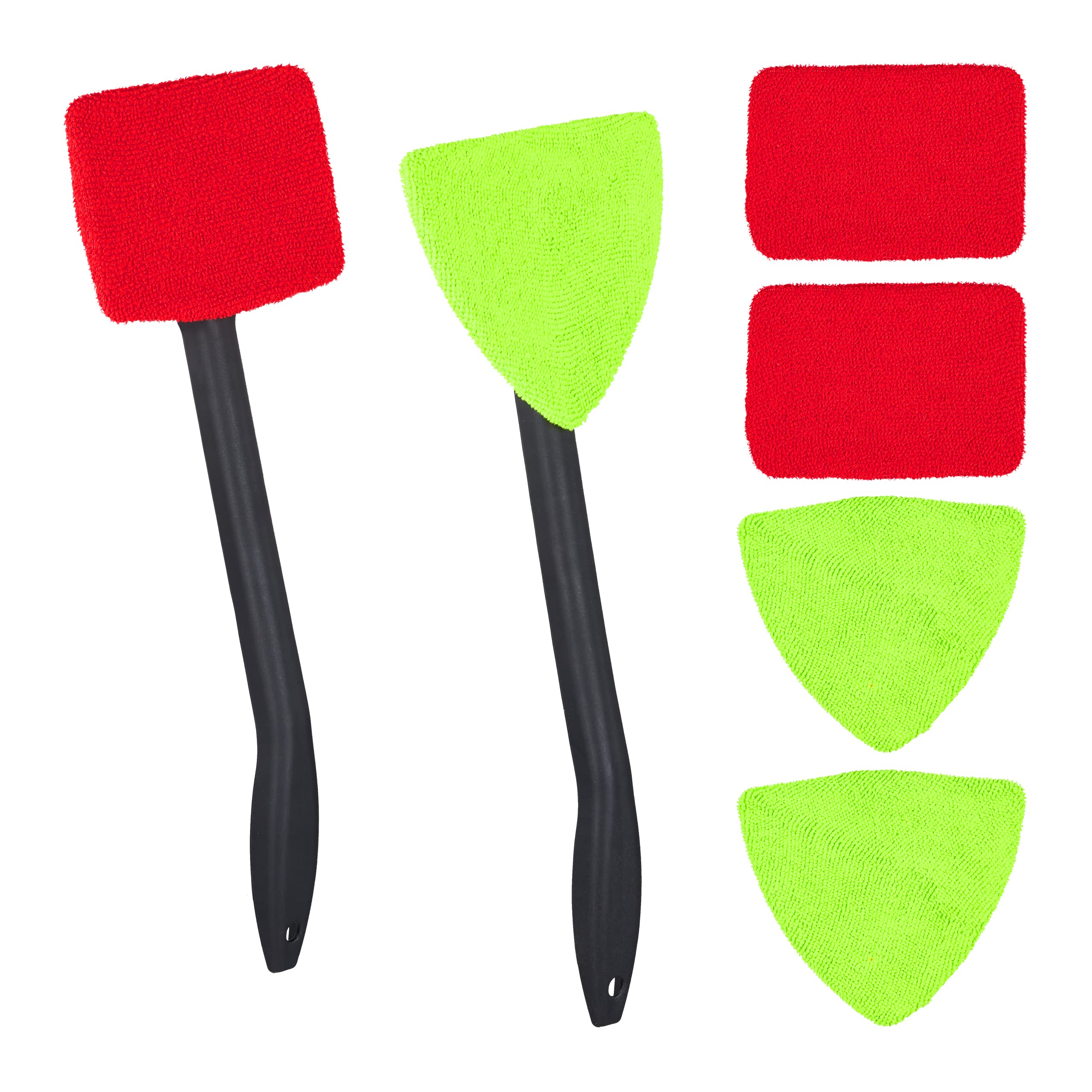 Relaxdays Car Windscreen Cleaner for Indoors, Set of 2, Windscreen Cleaner with Handle, 6 Microfibre Covers, Black
