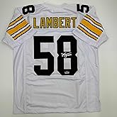 Facsimile Autographed Jack Lambert Pittsburgh White Reprint Laser Auto Football Jersey Size Men's XL