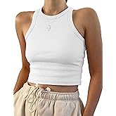 MISSACTIVER Women Basic Sleeveless Vest Crop Tank Top Casual Crew Neck Binding Crop Top